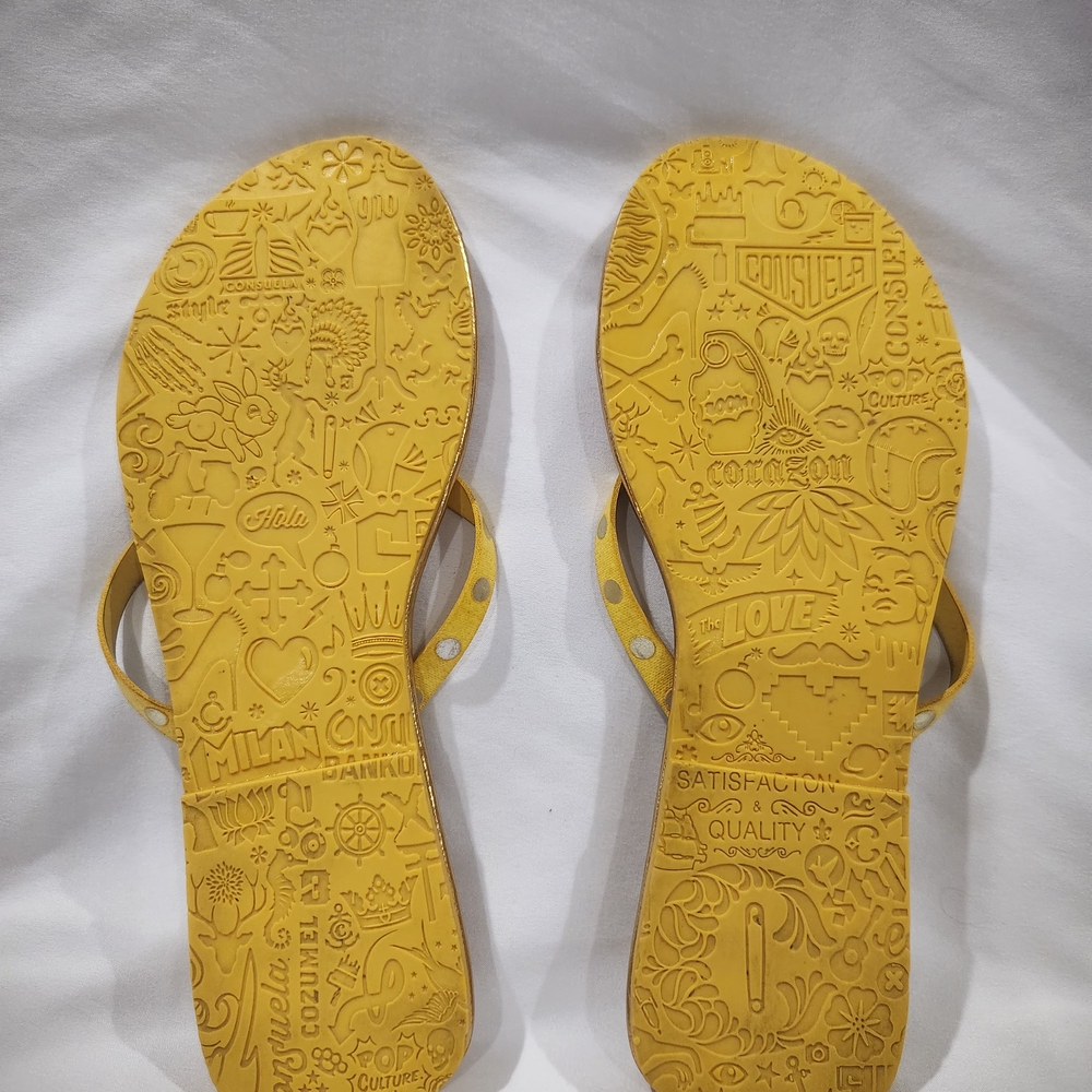 Consuela Gold and Yellow Sandals with Metallic‎ Straps - Picture 3 of 3